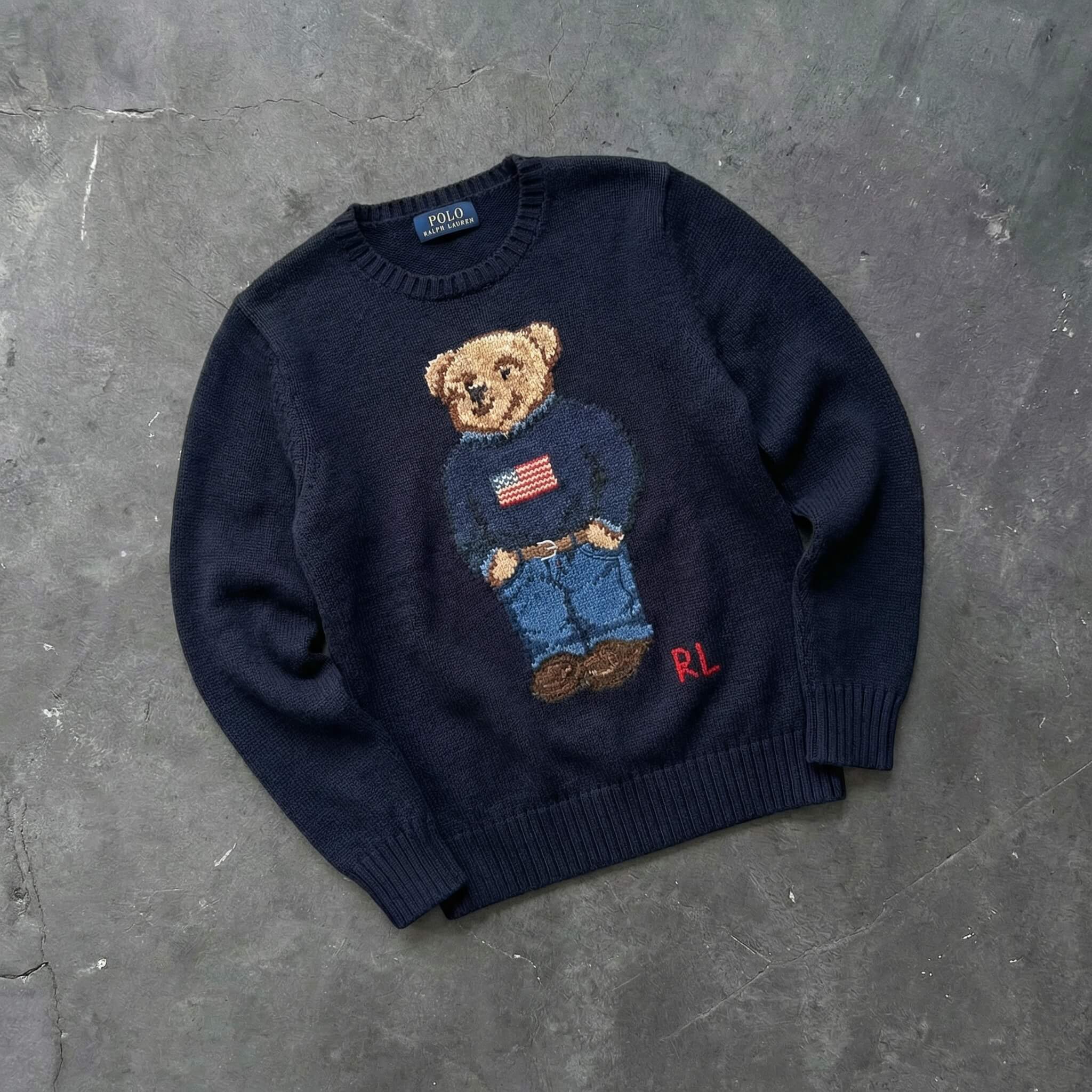 Ralph Lauren Iconic Bear Knit-Sweater navyblue